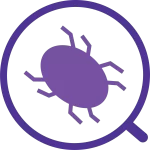 A bug with a magnifying glass icon.