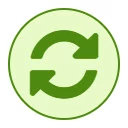 A green circle with an arrow in it, representing a technical audit of SEO.