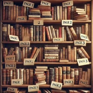 10 Technical SEO Fixes Small Businesses Often Miss 6 Bookshelves filled with old books, featuring labeled sections like Page 1, and Page 3, perfect for small businesses.