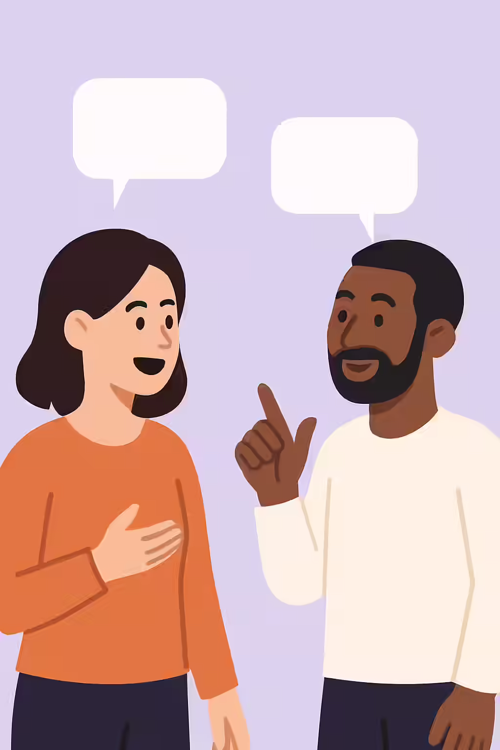 An illustration of two people having a conversation, symbolizing the importance of clear communication in web accessibility.