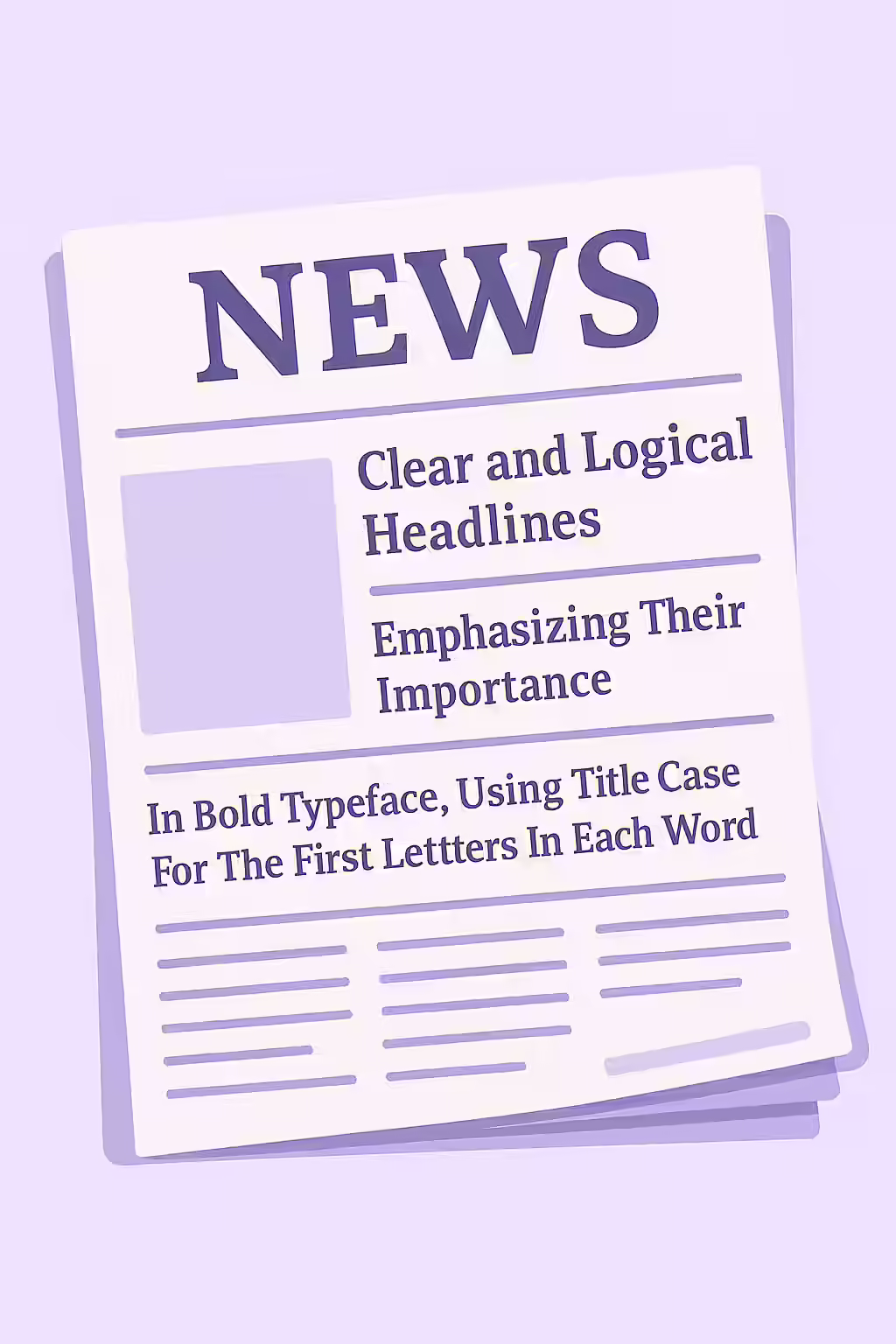 An illustration of a newspaper with clear and logical headlines, symbolizing the importance of non-empty headings.