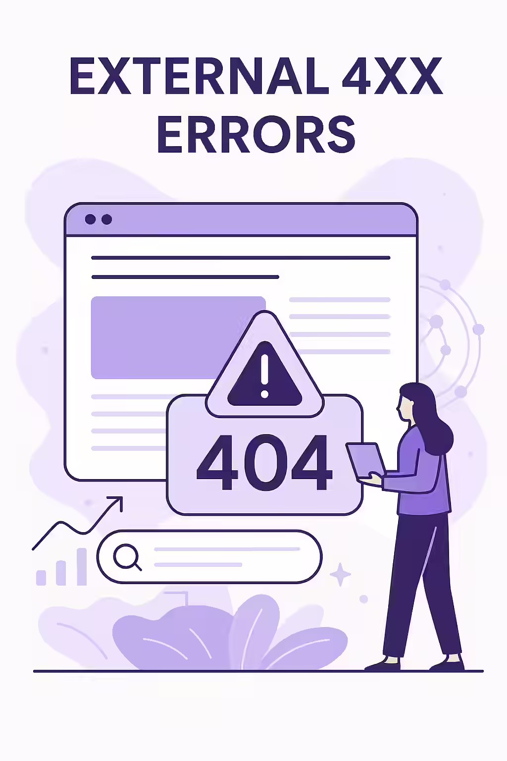 An illustration of a sad user with a 404 error message, symbolizing a frustrating user experience.