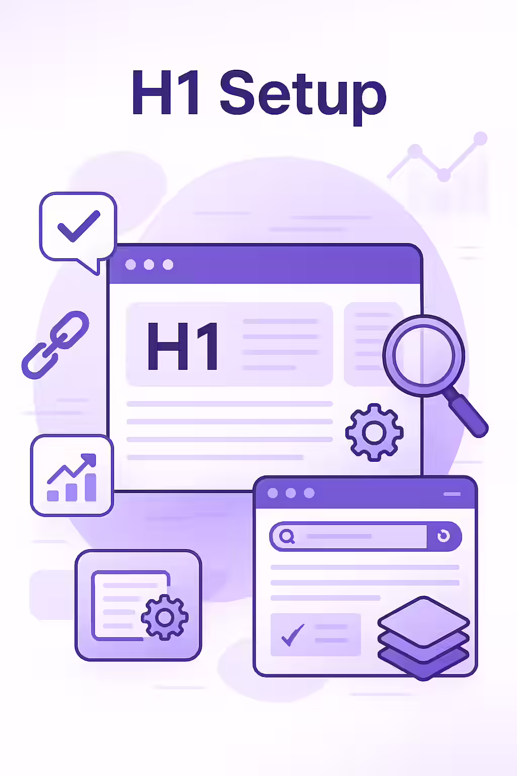 An illustration of a blueprint for a perfectly structured H1 tag, symbolizing the importance of proper H1 setup.