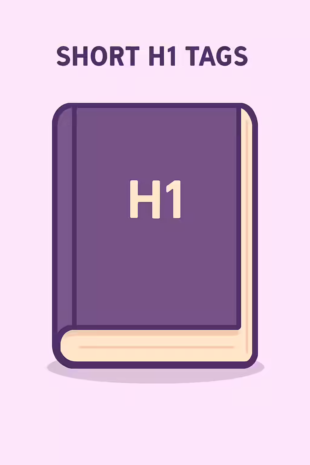 An illustration of a book with a very short title, symbolizing the importance of fixing H1 tags under 20 characters.