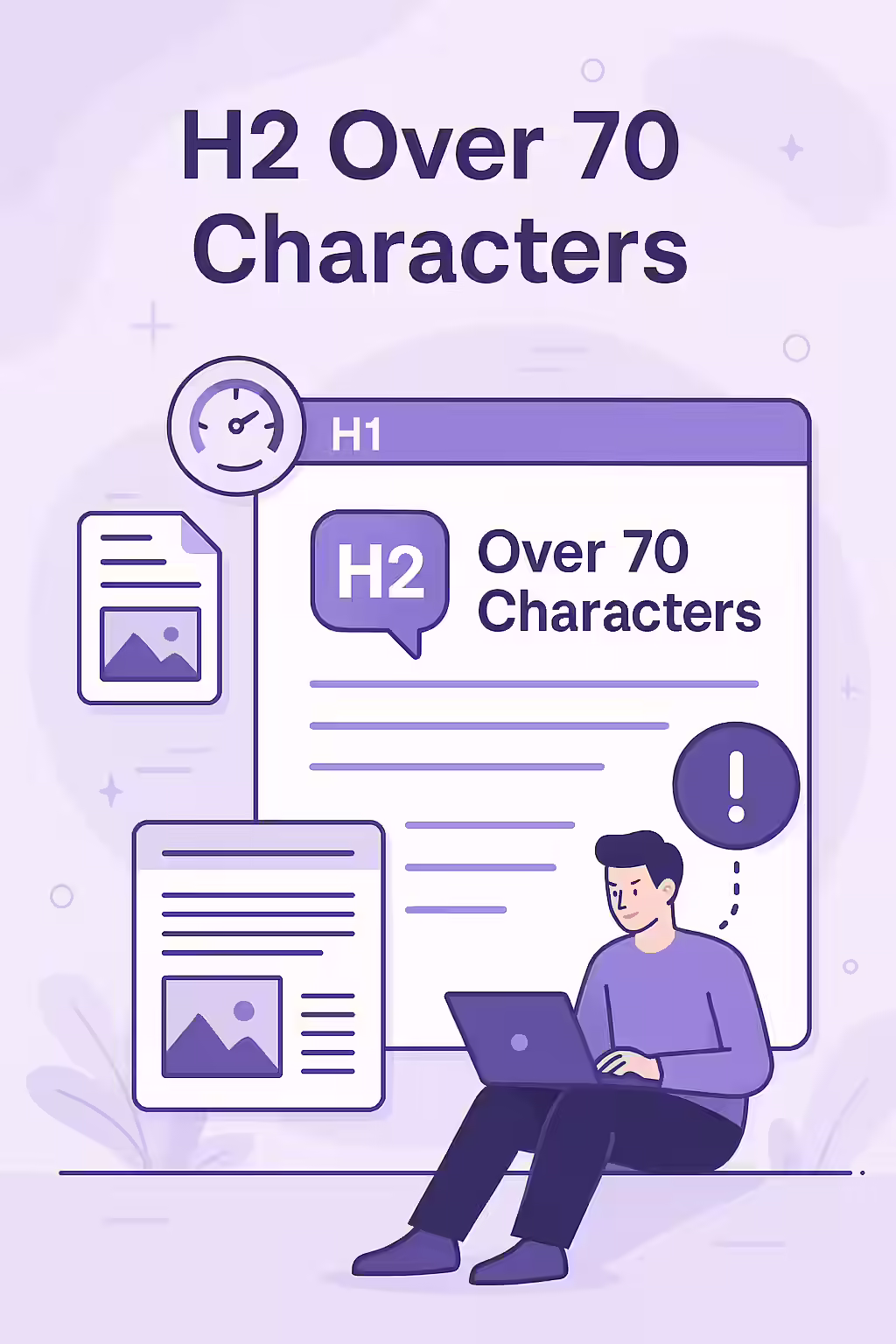 An illustration showing a short, clear H2 tag being easily scanned by a user, contrasted with a long, convoluted one that is difficult to read.