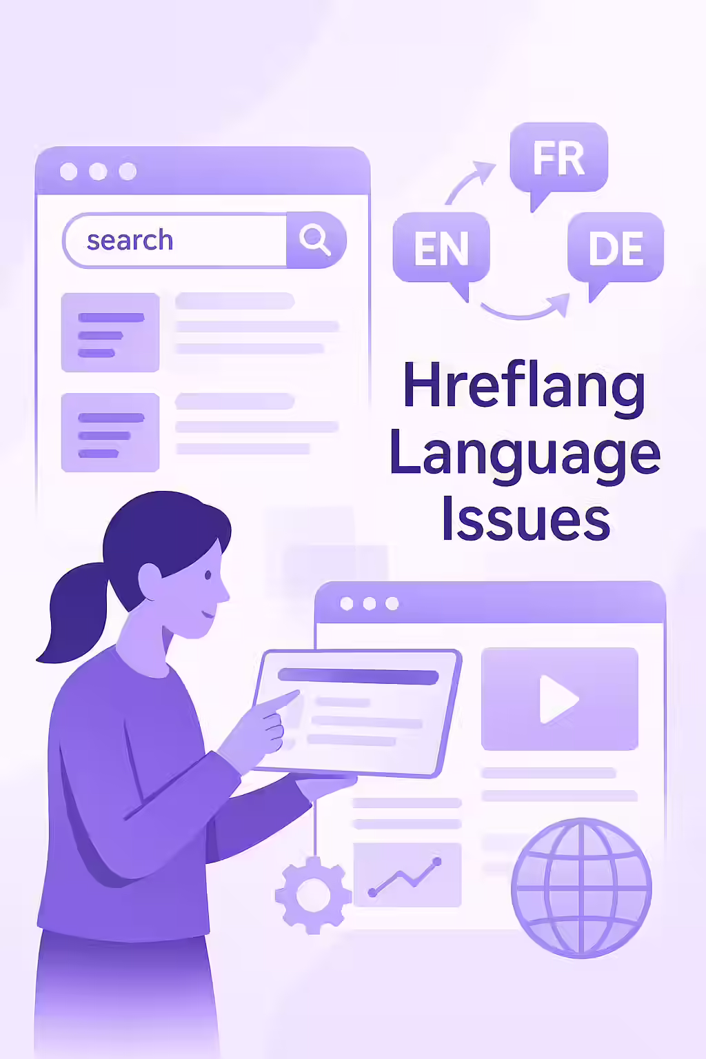 An illustration showing a user being directed to the correct language version of a page, thanks to accurate hreflang codes.