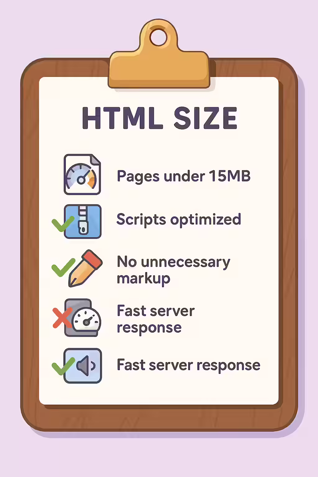 html document over 15mb checklist