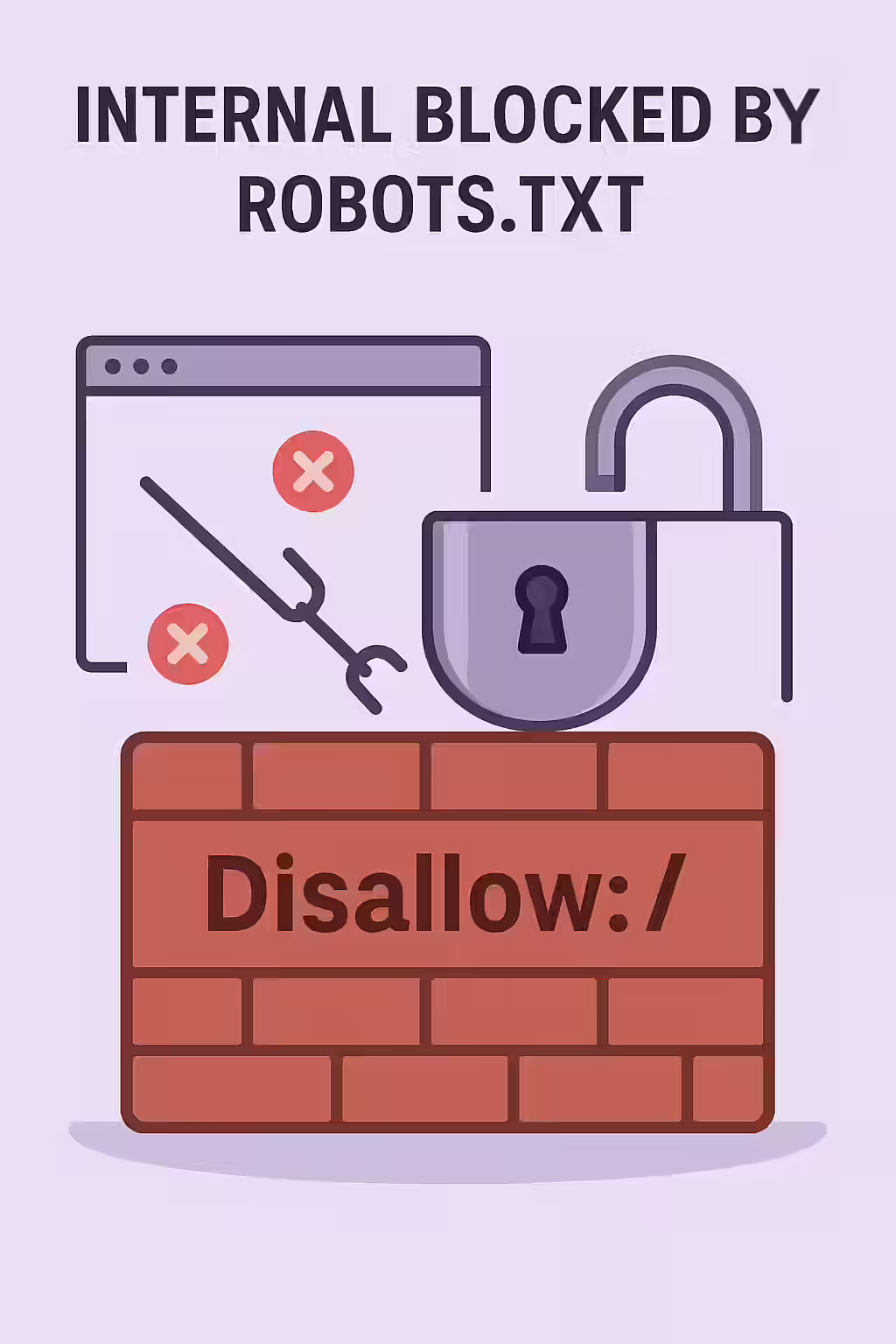 An illustration of a stop sign in front of a webpage, symbolizing a page blocked by robots.txt.
