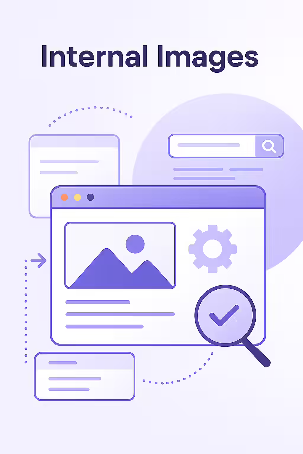 An illustration of a photo gallery, representing the collection of internal images on a website.