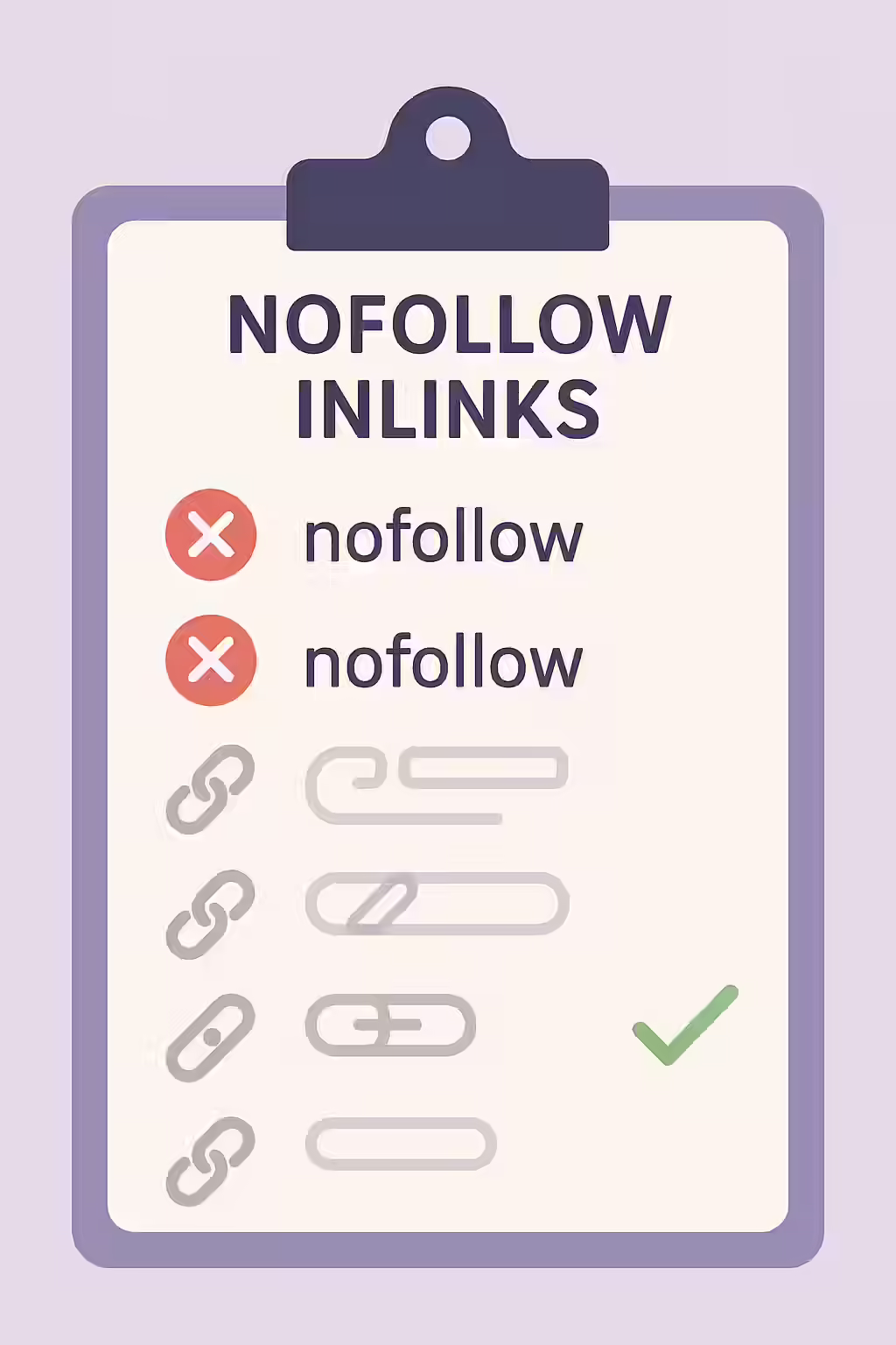 An illustration of a checklist for finding and fixing pages with only nofollow inlinks.