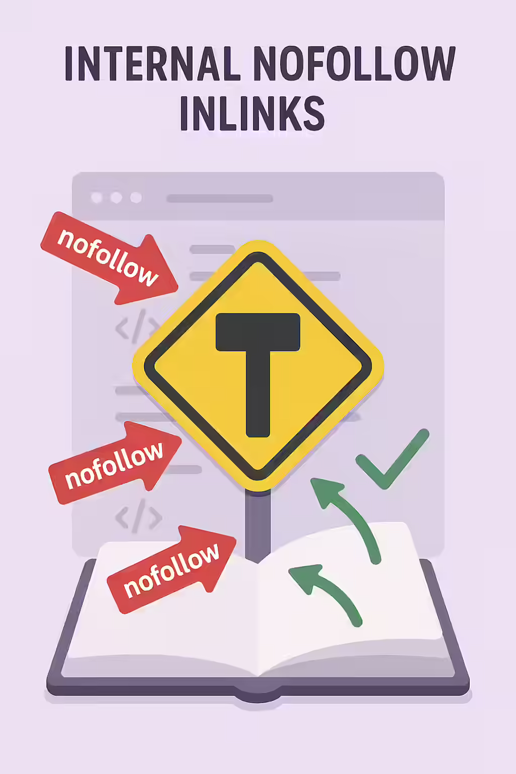 An illustration of a dead end sign on a link path, symbolizing a page that only receives nofollow inlinks.