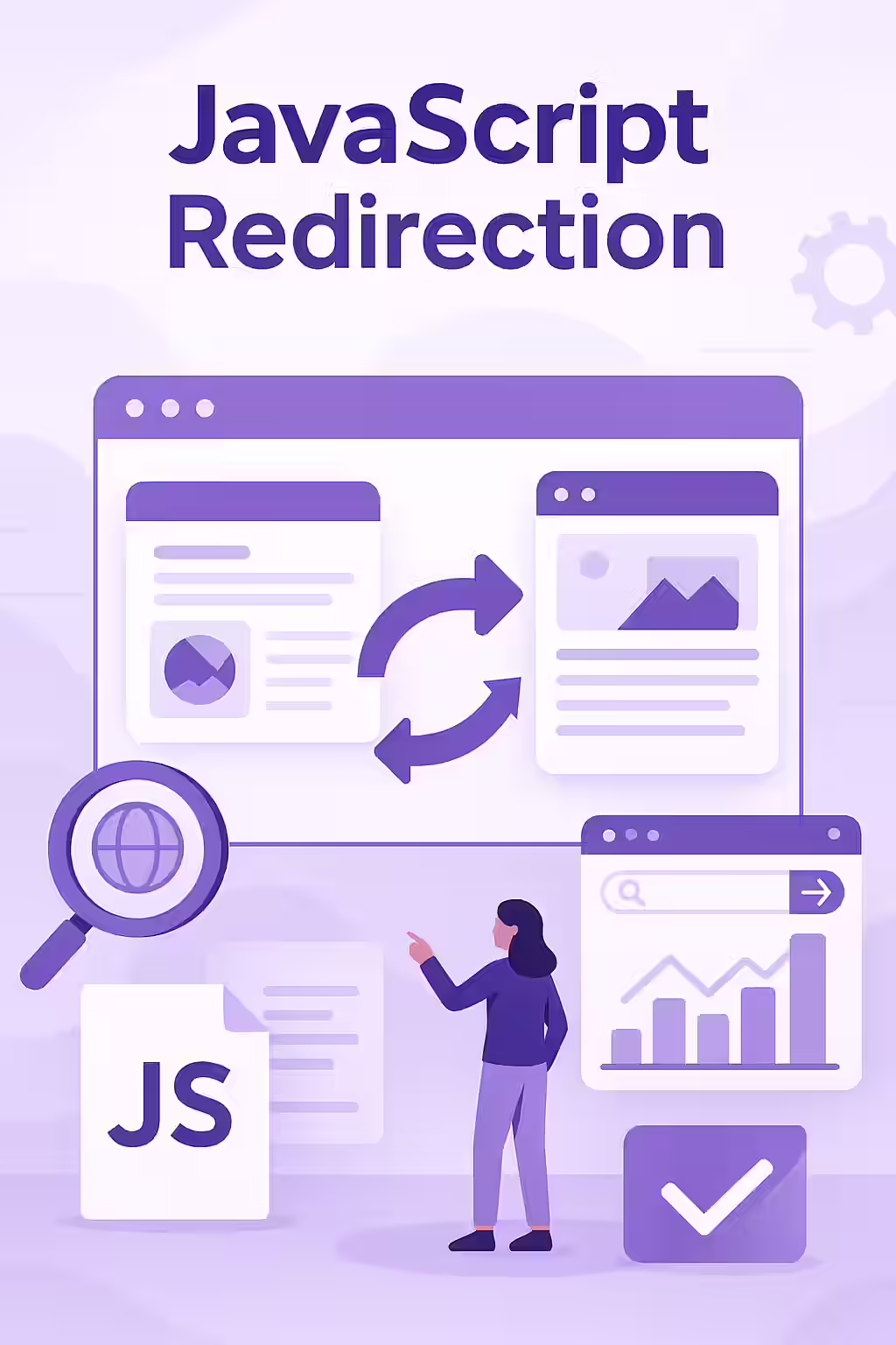 An illustration showing the inefficient, two-step process of a client-side JavaScript redirect.