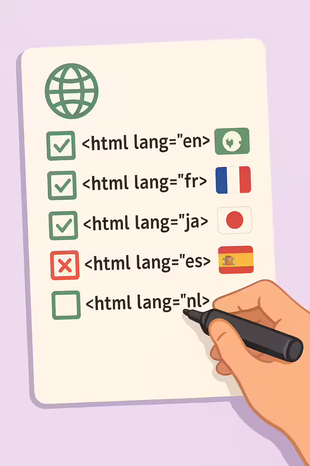 An illustration of a checklist, symbolizing the importance of making sure your website is well-localized.