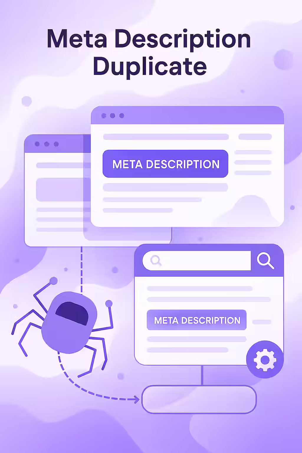 An illustration showing multiple identical search result snippets, confusing a user trying to choose the right one.