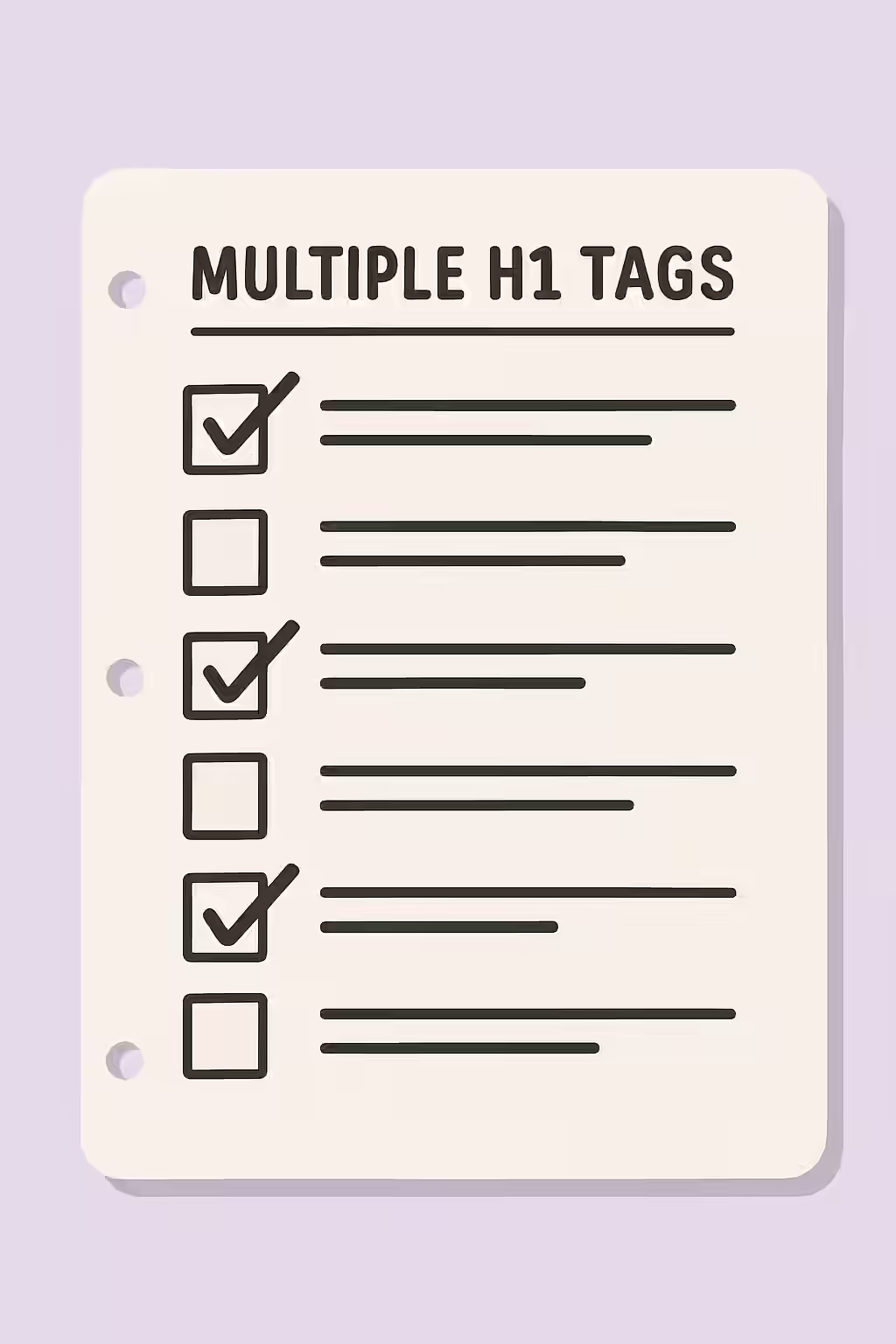 An illustration of a checklist, symbolizing the importance of making sure your website is free of multiple H1 tags.
