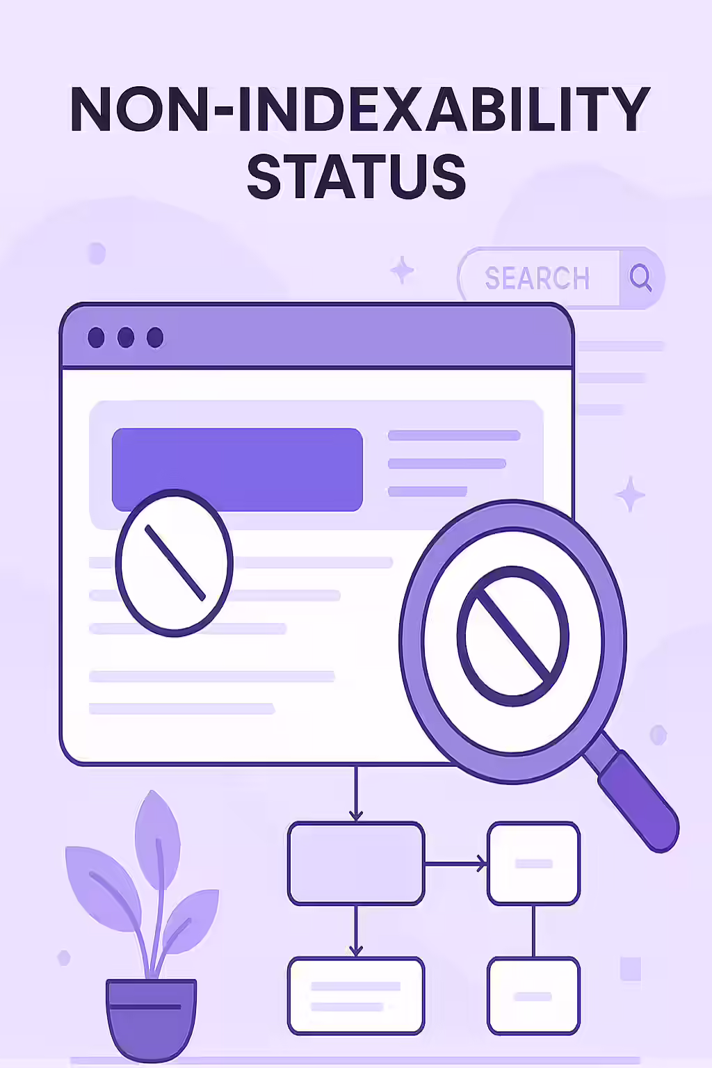 An illustration of an invisible webpage, symbolizing a non-indexable status.