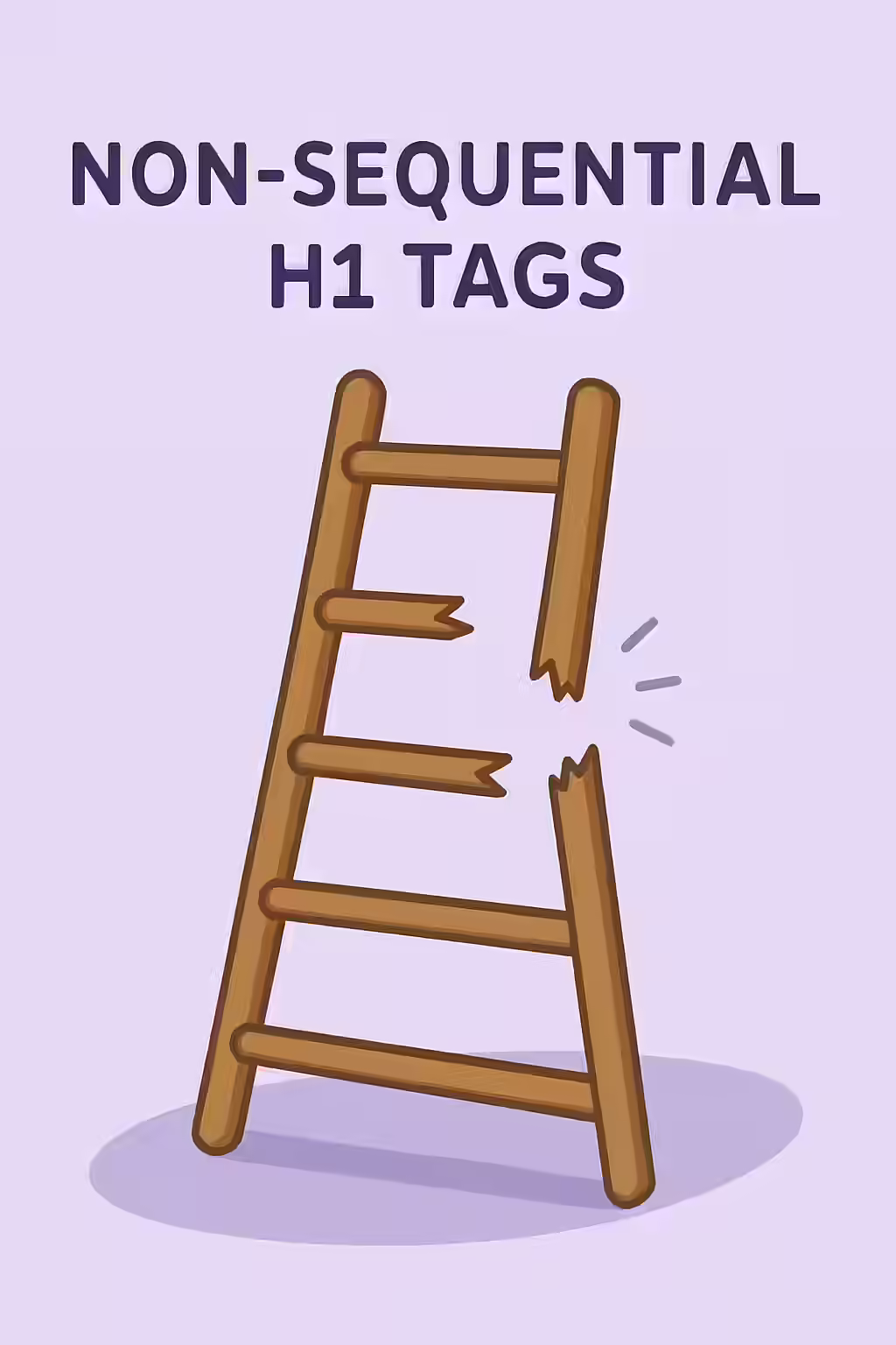 An illustration of a broken ladder, symbolizing the importance of fixing non-sequential heading tags.