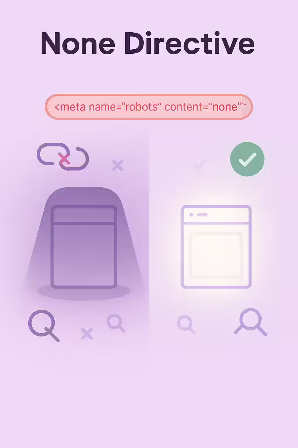 An illustration of a 'noindex, nofollow' sign, symbolizing the 'none' directive.