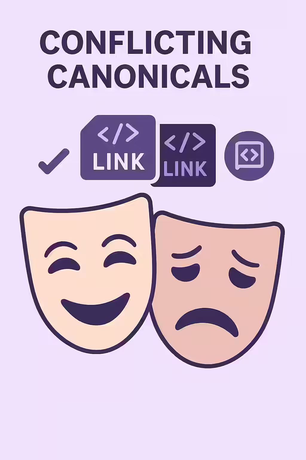 An illustration of two masks, symbolizing the importance of fixing not using canonical in hreflang.