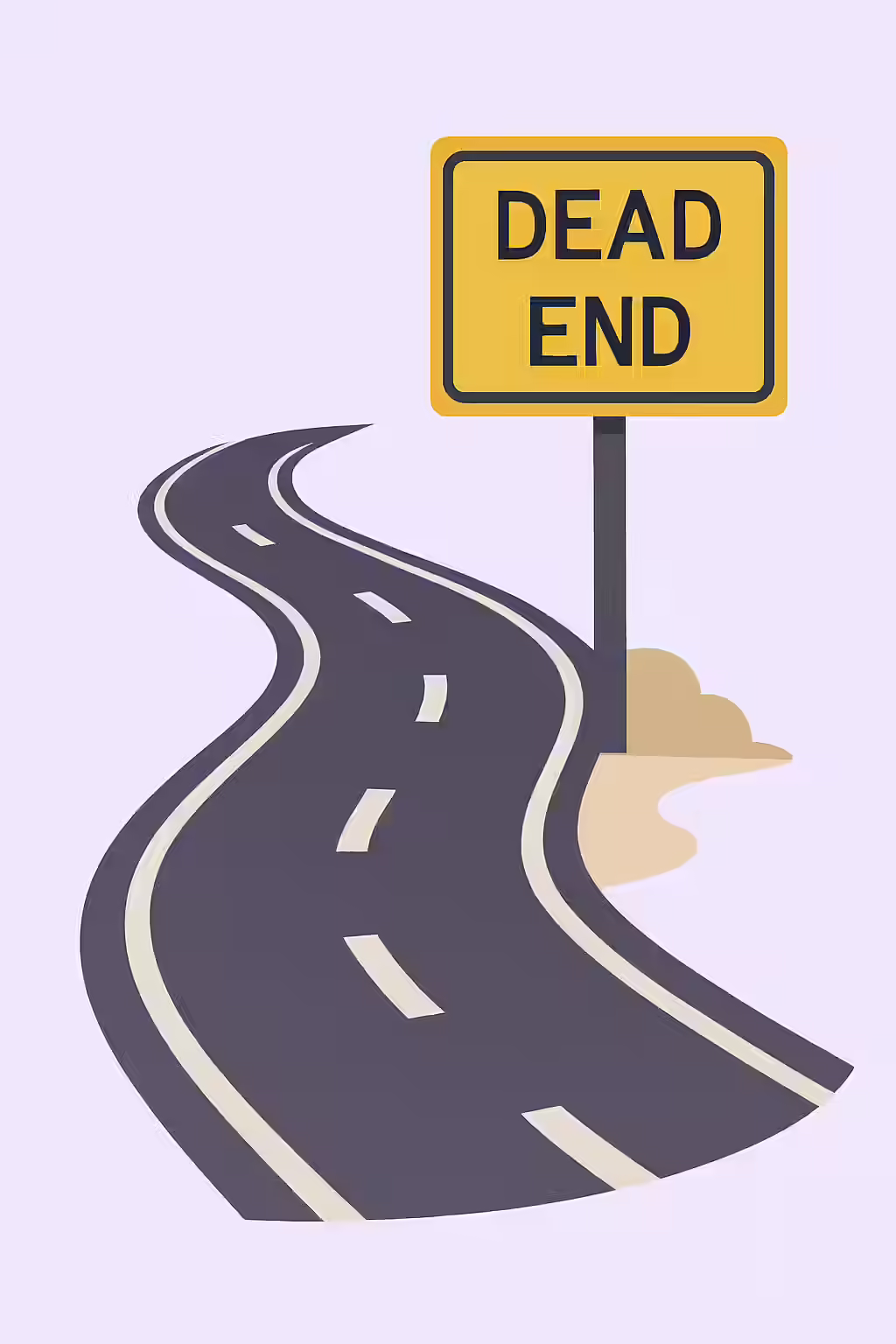 An illustration of a road that leads to a dead end, symbolizing an outlink to localhost.