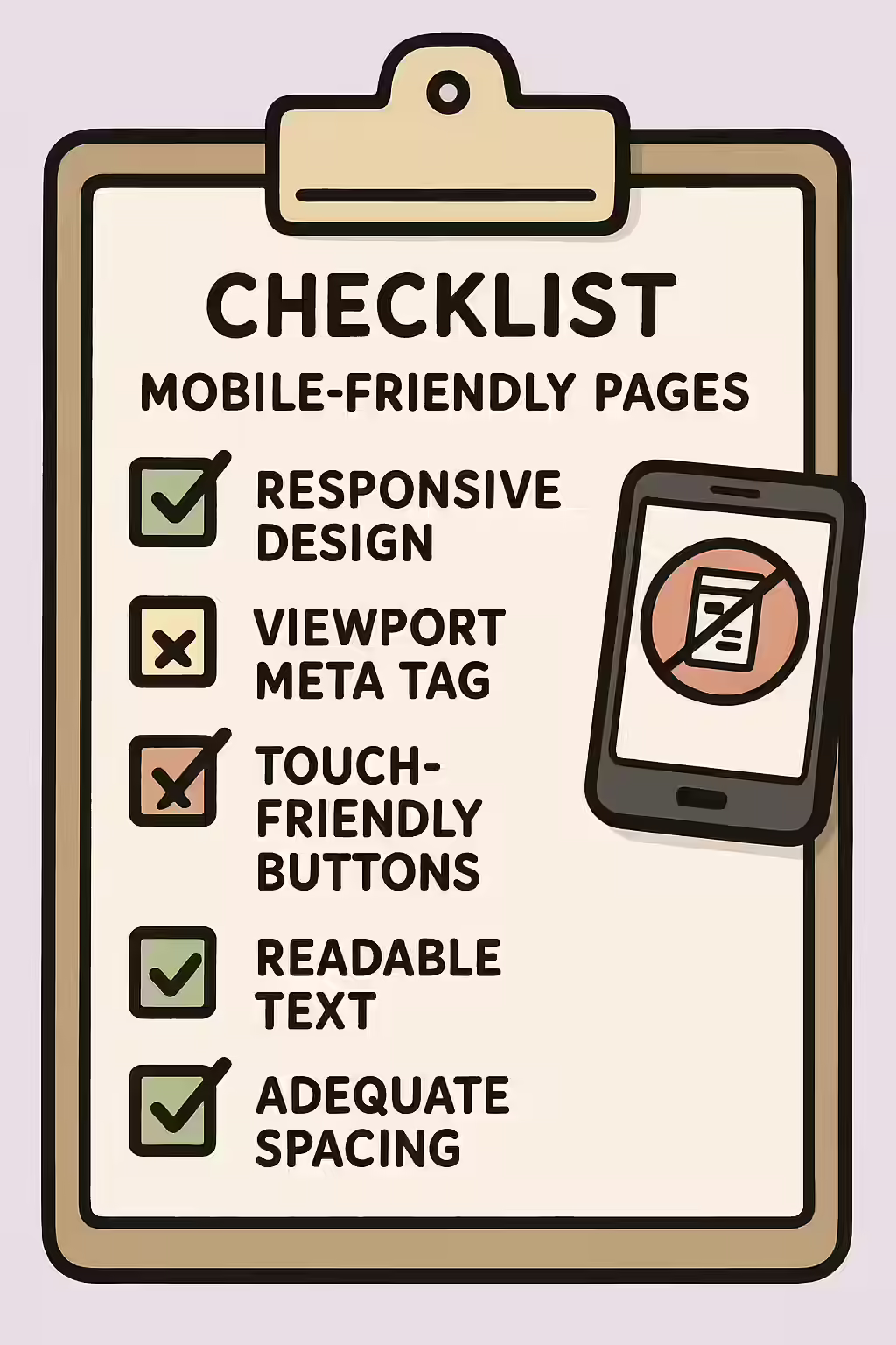 An illustration of a checklist, symbolizing the importance of making sure your website is mobile-friendly.