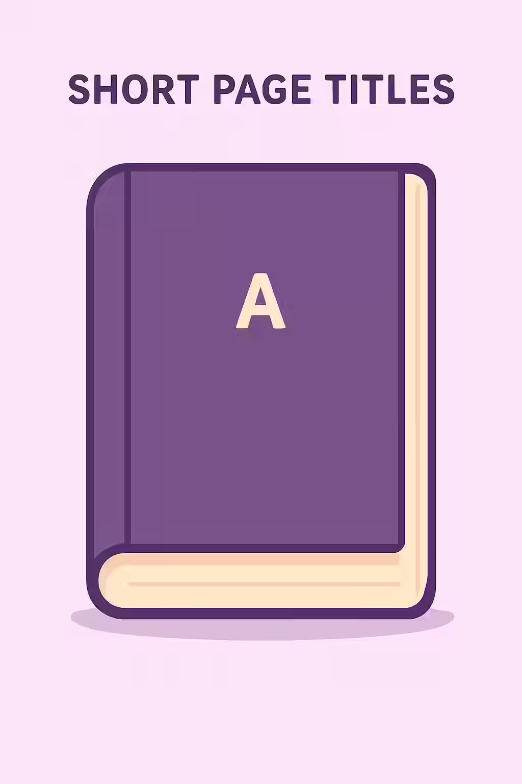 An illustration of a book with a very short title, symbolizing the importance of fixing page titles below 200 pixels.