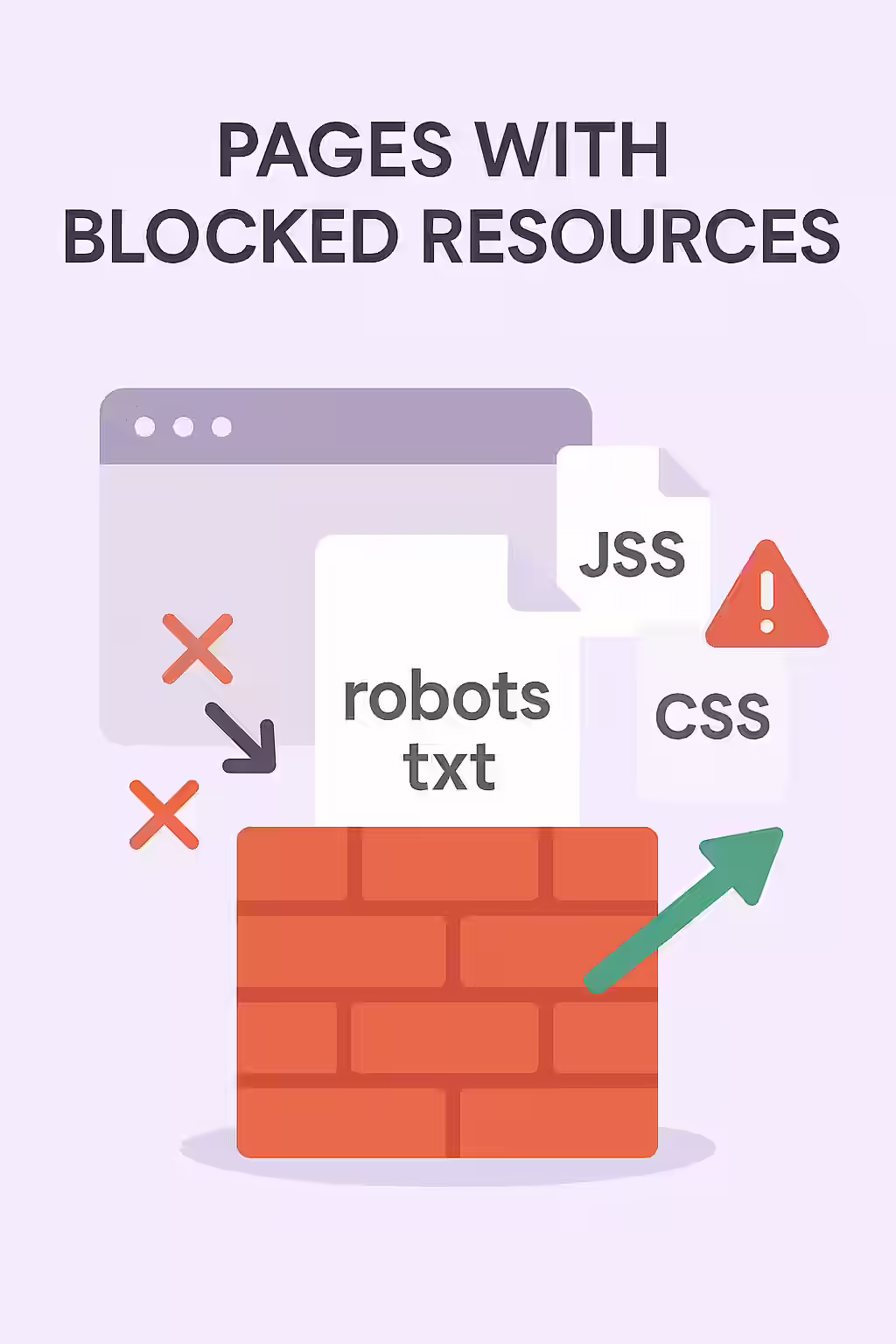 An illustration of a blocked page, symbolizing the importance of fixing pages with blocked resources.
