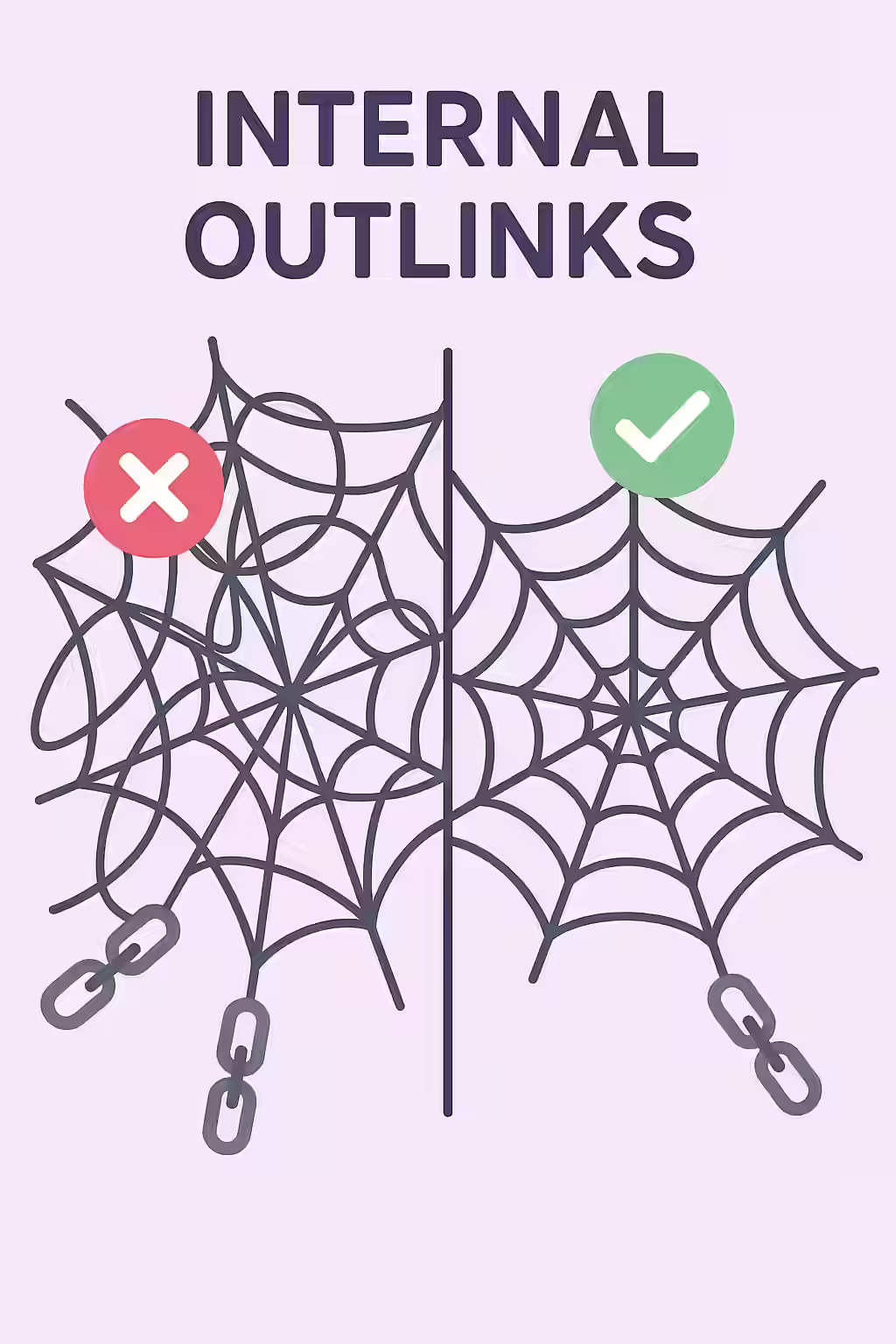 An illustration of a spiderweb, symbolizing the importance of fixing pages with high internal outlinks.