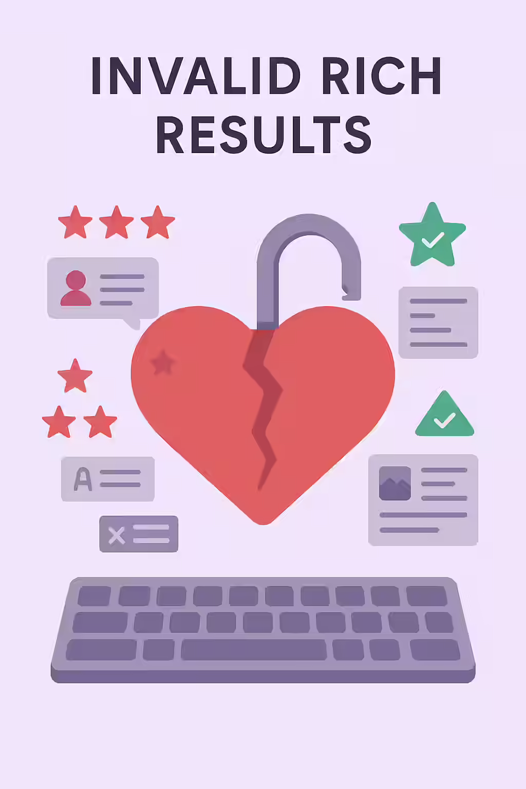 An illustration of a broken promise, symbolizing the importance of fixing invalid rich results.