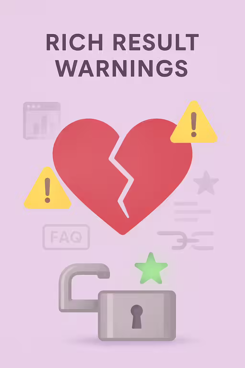 An illustration of a broken promise, symbolizing the importance of fixing rich result validation warnings.