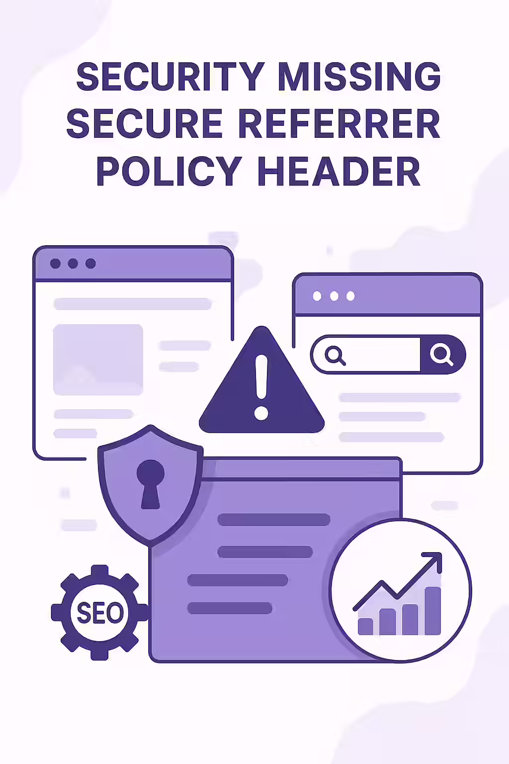 An illustration showing a secure Referrer-Policy header protecting user data while still allowing for analytics tracking.