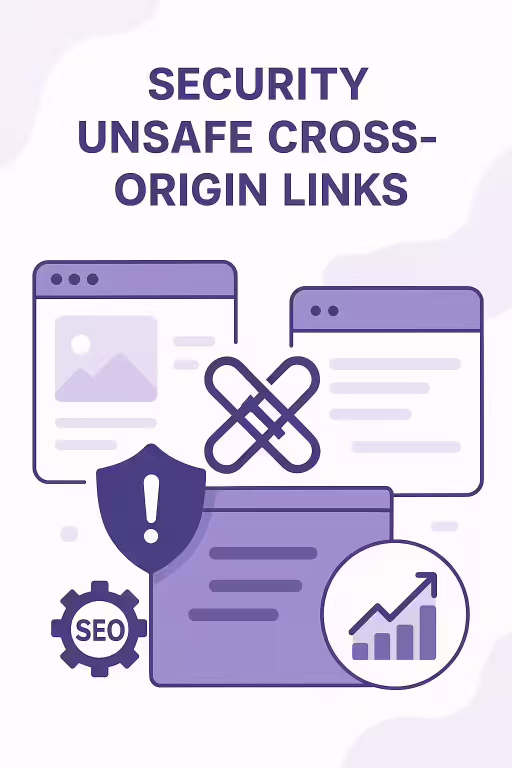 An illustration showing a secure link with a lock, contrasted with an unsafe link that has an open backdoor.
