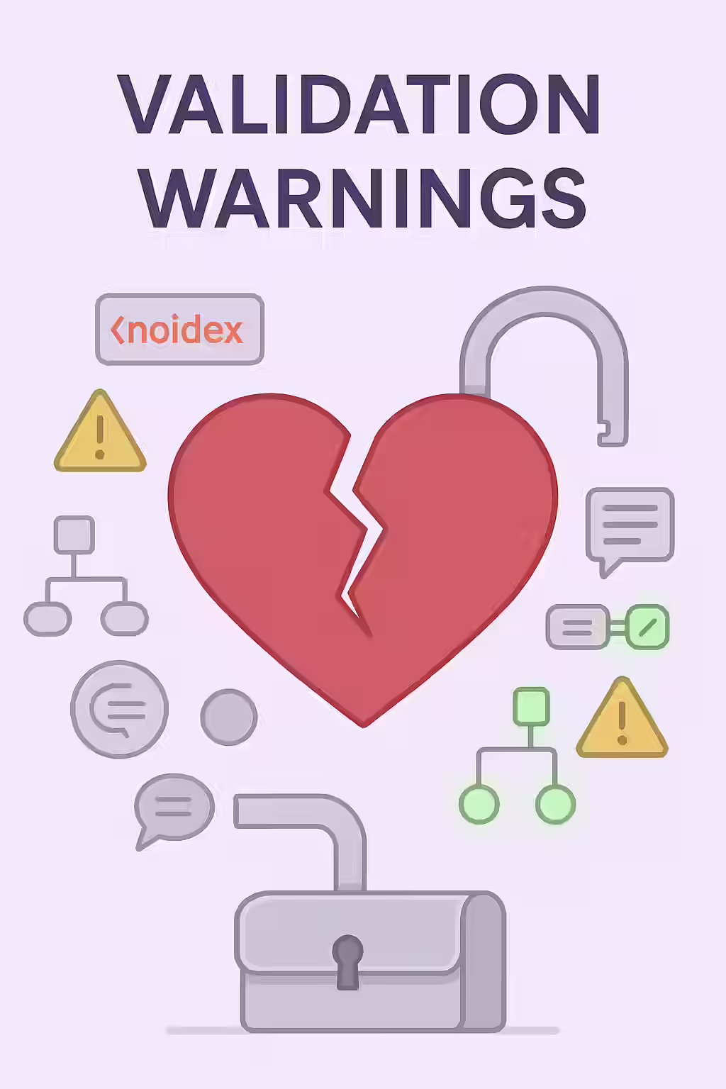 An illustration of a broken promise, symbolizing the importance of fixing validation warnings in structured data.
