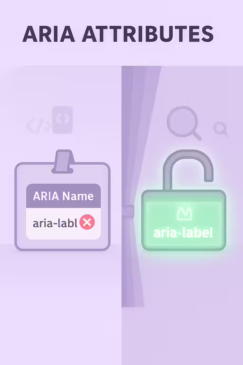 An illustration of a name tag, symbolizing the importance of using valid ARIA attribute names.