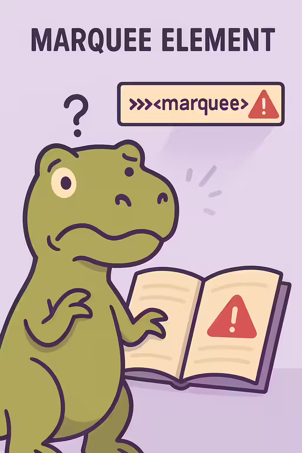 An illustration of a dinosaur, symbolizing the deprecated status of the marquee element.