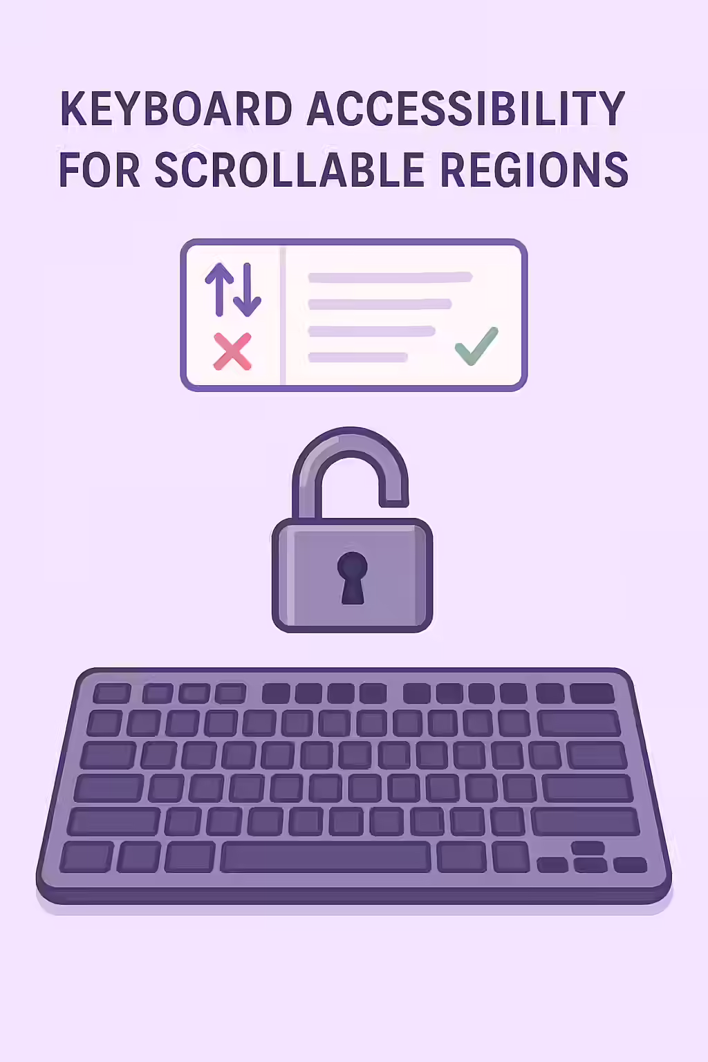 An illustration of a keyboard, symbolizing the importance of keyboard accessibility for scrollable regions.
