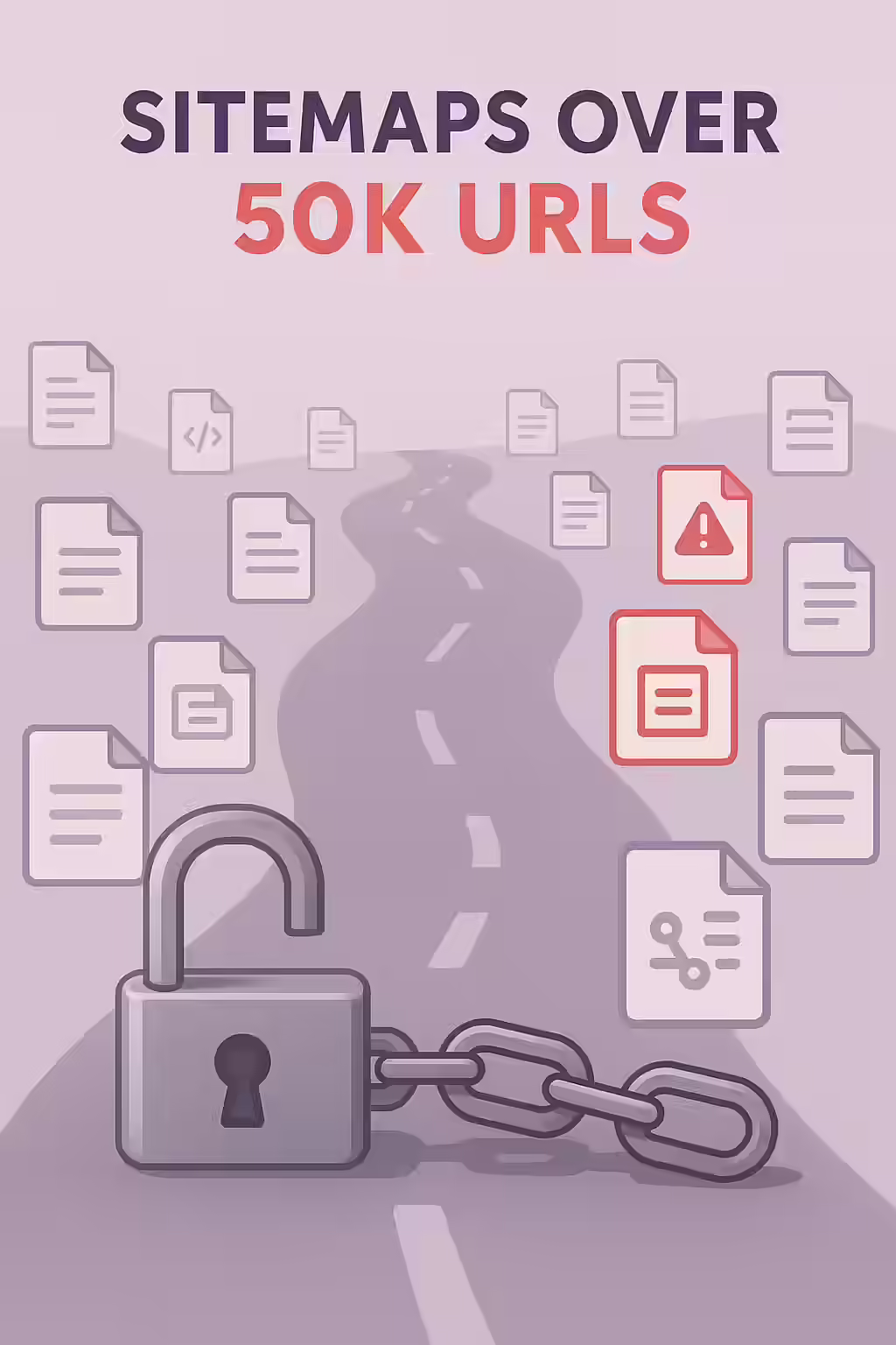 An illustration of a never-ending road, symbolizing the importance of fixing XML sitemaps with over 50k URLs.